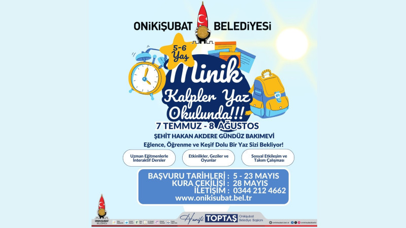 Onikişubat Belediyesi’nin ‘Minik Kalpler Yaz Okulu’na başvurular başladı
