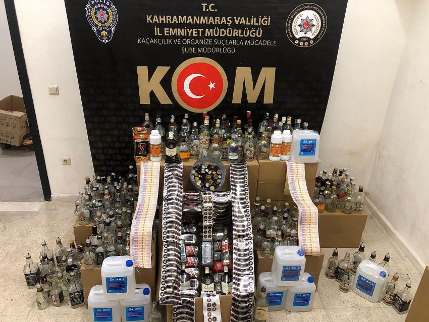 Kahramanmaraş'ta 150 litre sahte içki ele geçirildi