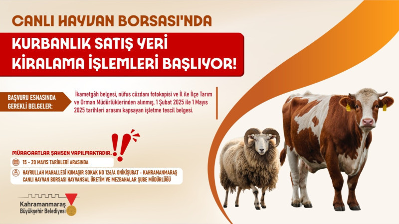 Canlı Hayvan Borsası’nda Kurban Satış Yerleri Kiralama İşlemi 15 Mayıs’ta Başlayacak